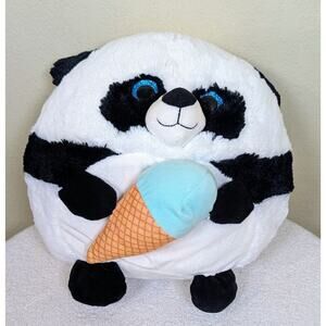 HUG FUN Round Animal 9" Panda Plush Stuffed with Ice Cream Cone Hard Eyes